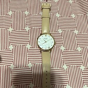 kate spade Cream Leather Strap Watch with Gold Tone Case
